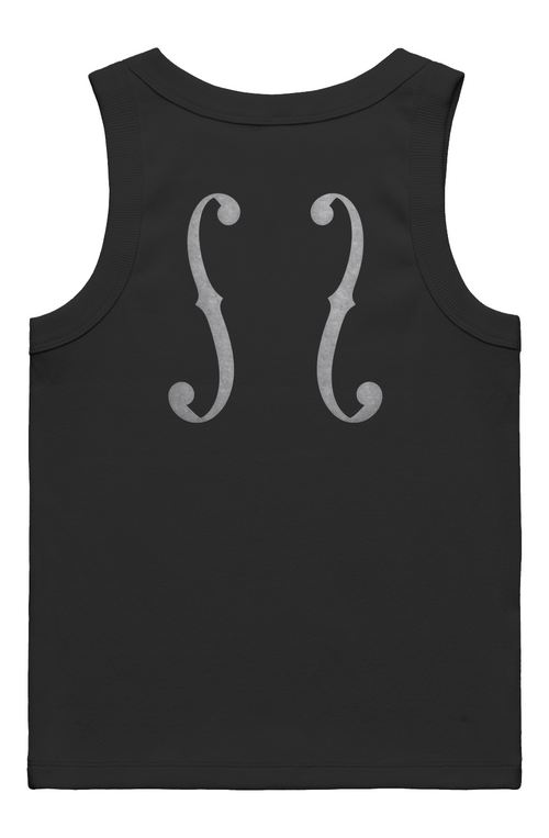 shibuya f holes back print rib tank (womens)